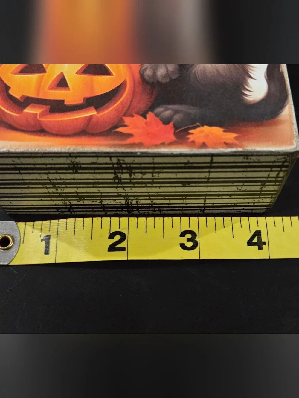 Upcycled Halloween Black Cat & Pumpkin Shelf Sitter Sign